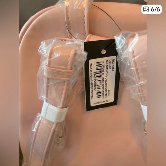 Badgley Mischka Blush Leather Studded Backpack, NWT - Picture 6 of 6